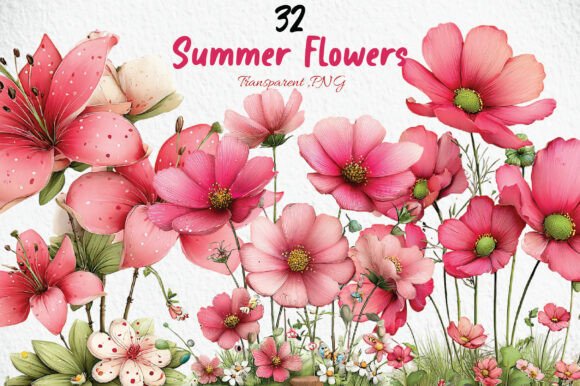 Download Whimsical Summer Flowers Clipart PNG - Png Collection