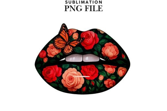 Download Floral Lips Png Design for T-shirts - Png Collection