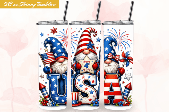Download 4th of July Gnome 20oz Tumbler Wraps PNG - Png Collection