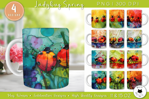 Download Cute Spring Mug Wraps | Ladybug Mug PNG - Png Collection