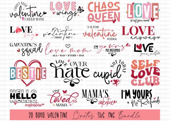 Download Boho Valentine Quotes SVG PNG DXF Bundle - Png Collection