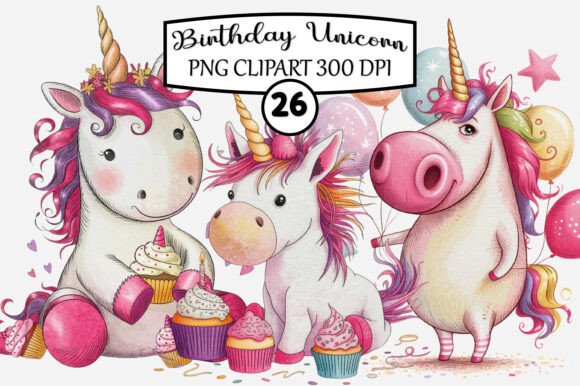 Download Whimsical Birthday Unicorn PNG Clipart - Png Collection