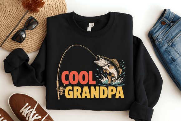 Download Cool Grandpa Fishing PNG T-Shirt Design - Png Collection