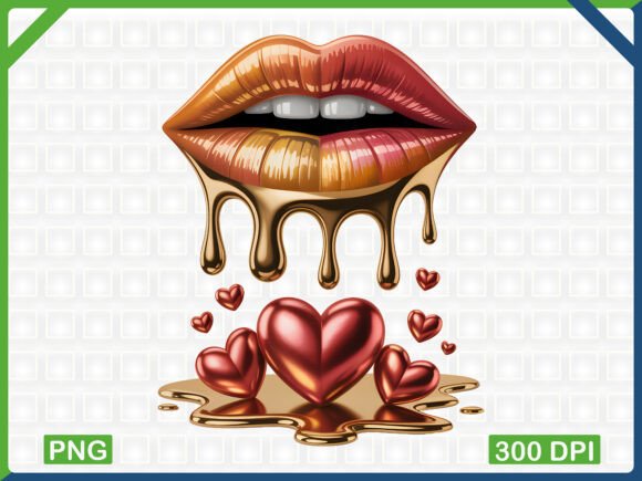 Download Golden Dripping Lips PNG - Png Collection