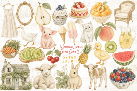 Download Watercolor Summer Cottage Clipart PNG - Png Collection