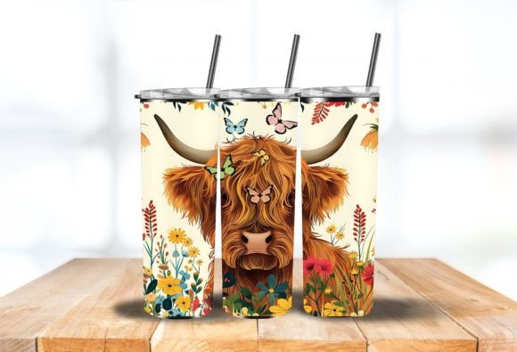 Download Highland Cow 20oz Skinny Tumbler Png - Png Collection