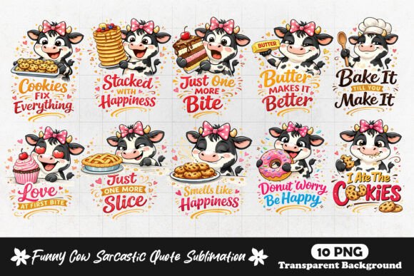 Download Cute Cow Dessert Quotes Funny Baking PNG - Png Collection