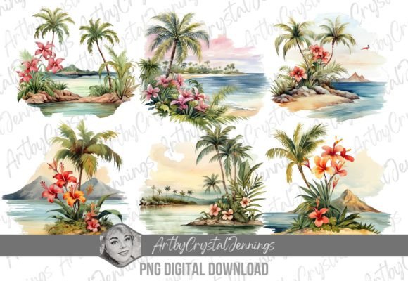 Download Vintage Tropical Design Island Beach PNG - Png Collection