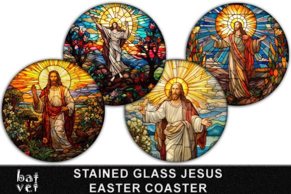 Download Stained Glass Jesus Coaster Bundle PNG - Png Collection
