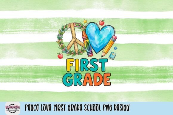 Download Peace Love First Grade School PNG Design - Png Collection