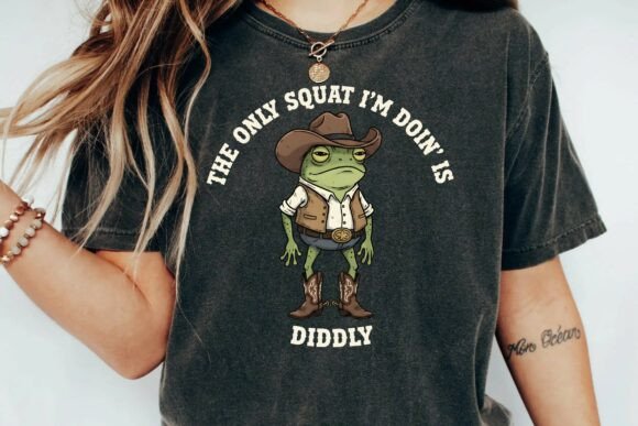 Download Funny Cowboy Frog Squat Diddly Humorous Western Design PNG - Png Collection