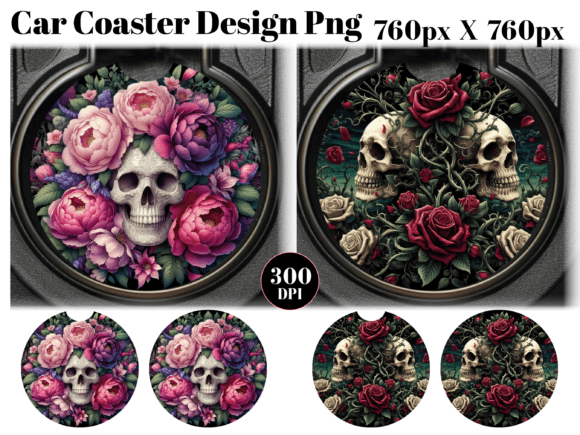 Download Skulls and Roses Car Coaster PNG - Png Collection