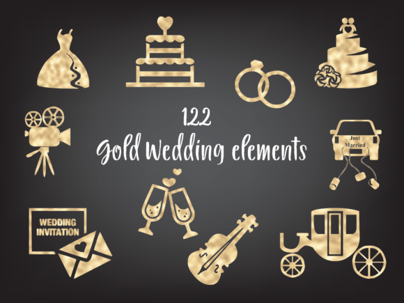 Download Gold Foil Wedding Design Elements - Premium Resources