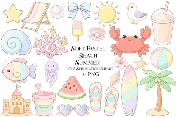 Download Soft Pastel Beach Summer Clipart PNG - Png Collection