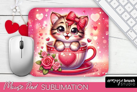 Download Valentines Mouse Pad Cute Cat PNG File - Png Collection