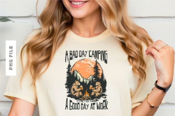 Download A Bad Day Camping T-shirt Design PNG - Png Collection