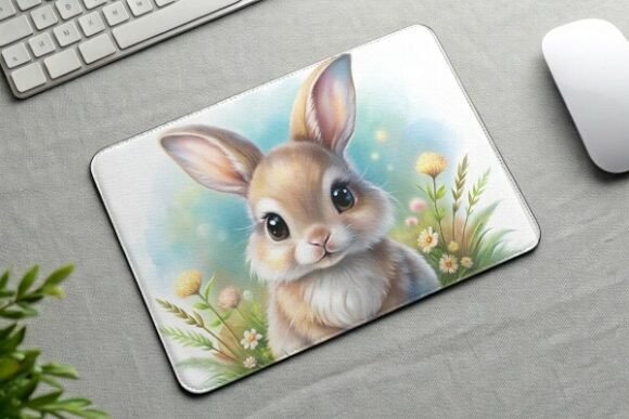 Download Cute Easter Bunny Mouse Pad PNG Design - Png Collection