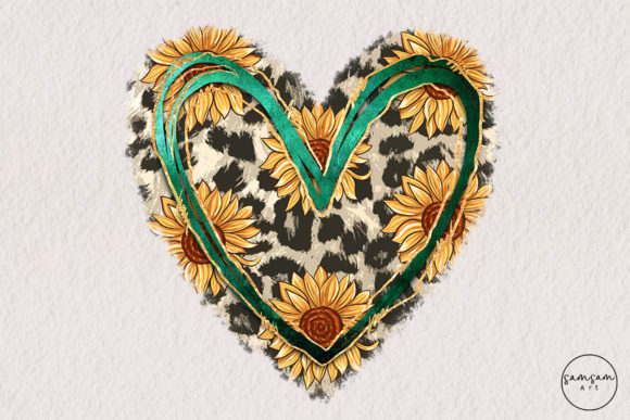Download Cowhide Sunflower Heart PNG Sublimation - Png Collection
