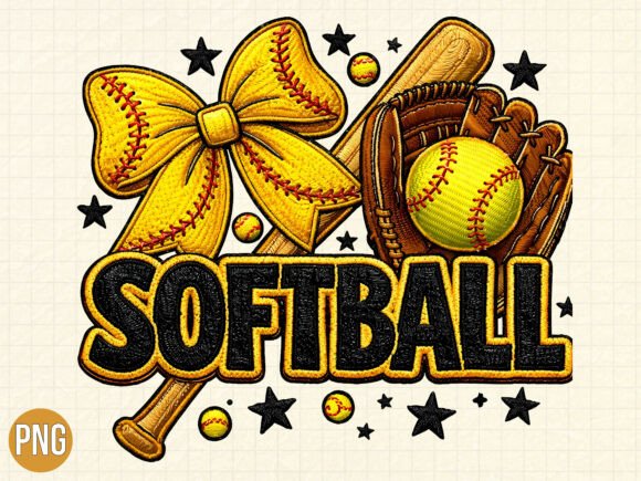 Download Yellow Softball Bow Mitt Design PNG - Png Collection