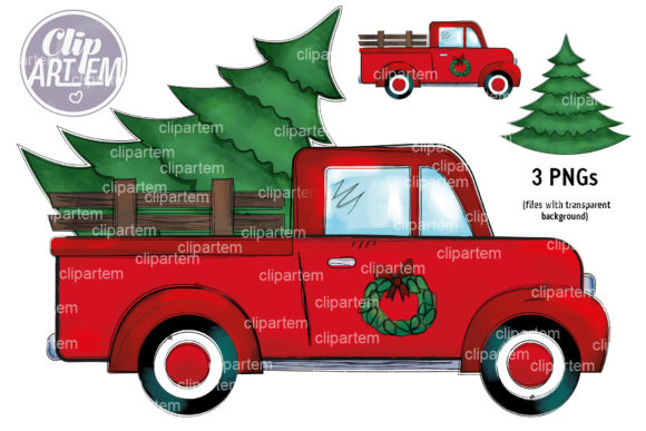 Download Red Truck Sublimation Christmas Tree PNG - Png Collection