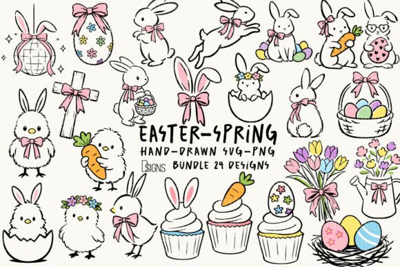 Download Easter Svg Spring Hand-Drawn Bundle Png - Png Collection