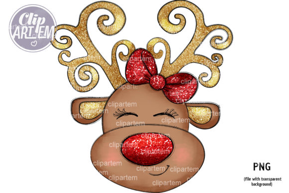 Download Cute Girl Reindeer Red Gold PNG Clipart - Png Collection