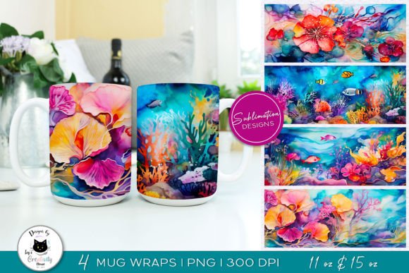 Download Alcohol Ink Summer Mug Wraps | Ocean PNG - Png Collection
