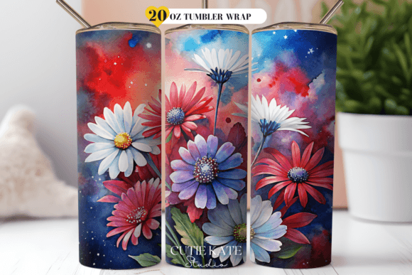 Download 4th of July Floral Tumbler Wrap PNG - Png Collection