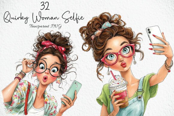 Download Quirky Woman Summer Selfie Clipart PNG - Png Collection