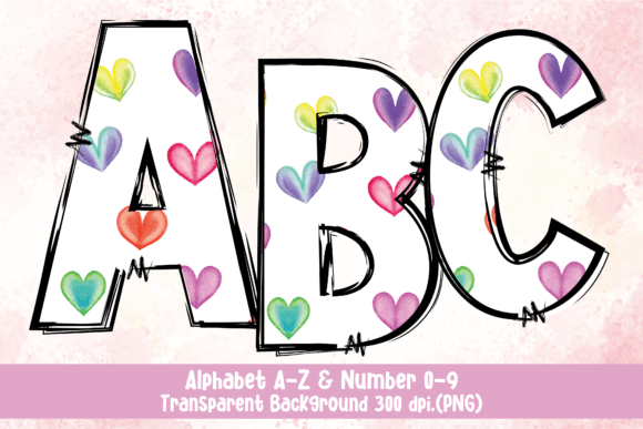 Download Watercolor Heart Doodle Alphabet PNG - Png Collection