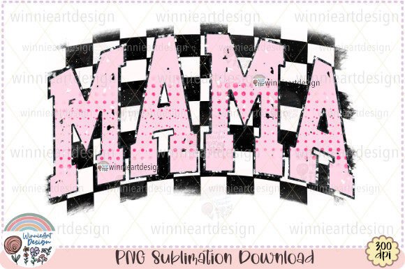 Download Mama Retro Checkered Pink Mom Life PNG - Png Collection