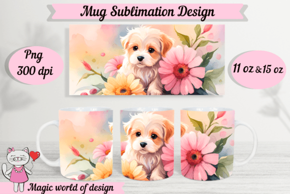Download Cute Puppy Mug Sublimation Designs PNG, - Png Collection