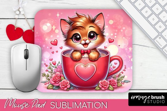 Download Valentines Mouse Pad Sublimation Cat PNG - Png Collection