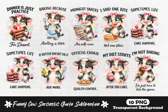 Download Funny Cow Baking Quotes Cartoon Cow PNG - Png Collection