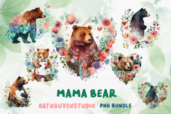 Download Mama Bear with Flower Heart, Png Bundle - Png Collection