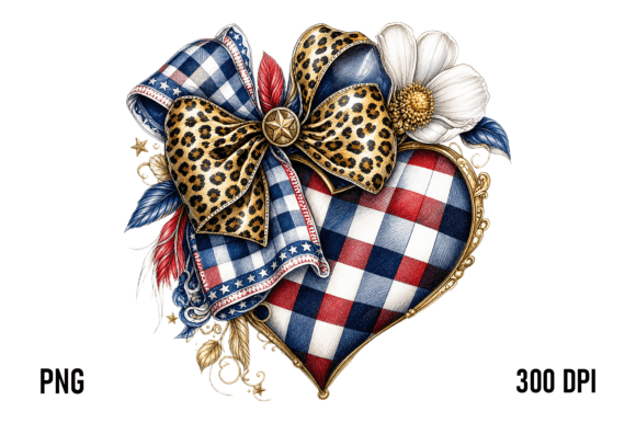 Download Patriotic Leopard Bow Heart PNG - Png Collection