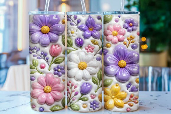 Download Inflated Pastel Floral Tumbler Wrap PNG - Png Collection