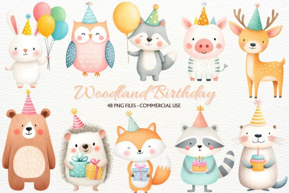 Download Birthday Woodland Animals Clipart PNG - Png Collection