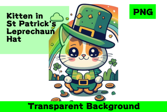 Download St Patrick's Day Cat Under Rainbow PNG - Png Collection