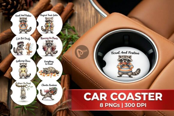 Download Feral Raccoon Whimsigoth Car Coaster PNG - Png Collection