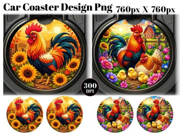 Download Chickens Car Coaster PNG Sublimation - Png Collection