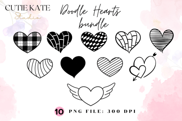 Download Doodle Heart Png Bundle,Valentine Png V2 - Png Collection