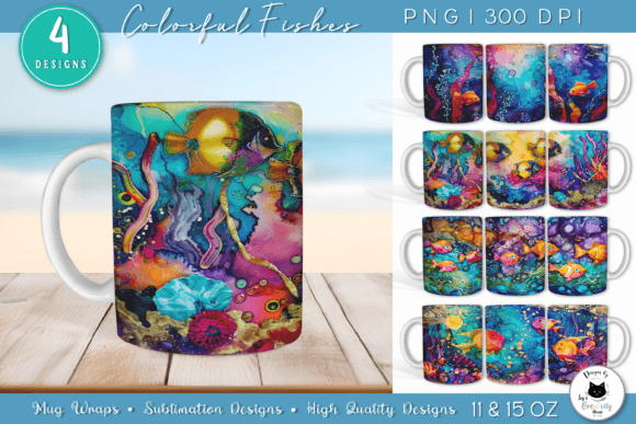 Download Watercolor Summer Mug Designs | Fish PNG - Png Collection