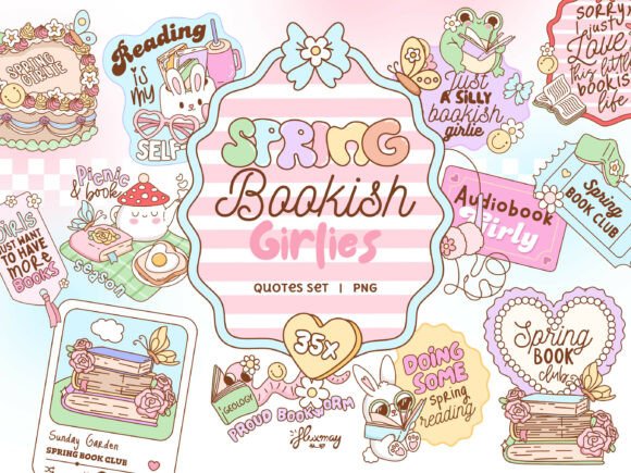 Download Spring Bookish Girlie Pink PNG Bundle - Png Collection