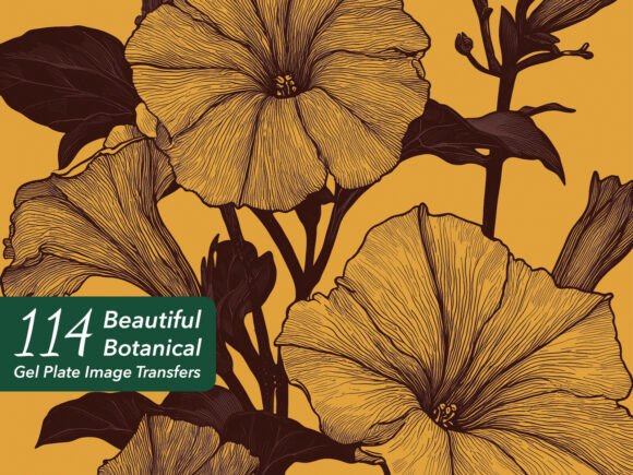 Download 112 Botanical Gel Plate Image Transfers - Transfers Collection