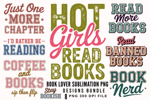 Download Book Lover Sublimation PNG Designs Bundl - Png Collection