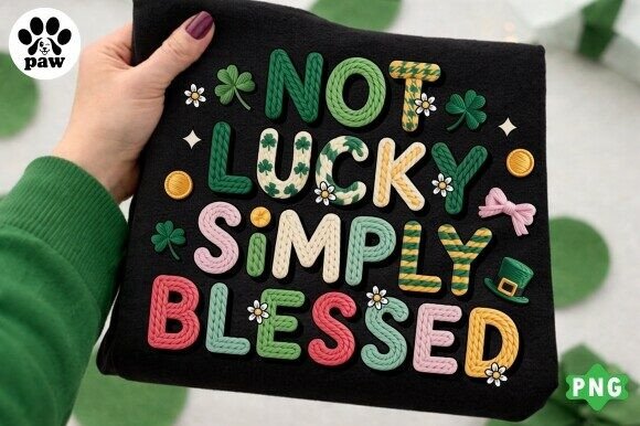 Download Faux Yarn Not Lucky Simply Blessed Png - Png Collection