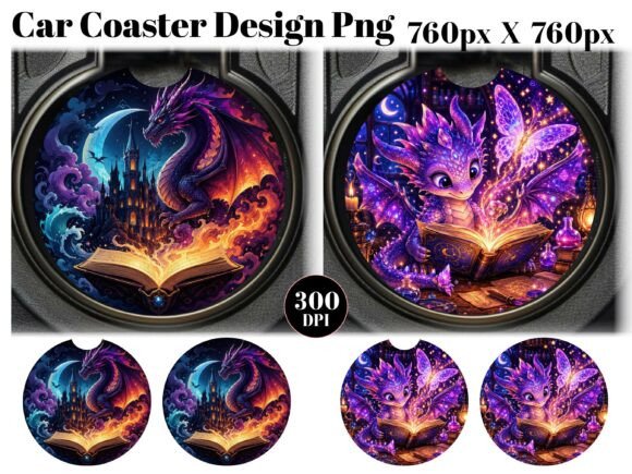 Download Book Dragon Car Coaster PNG Sublimation - Png Collection