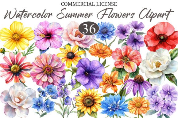 Download Whimsical Summer Flowers Clipart PNG - Png Collection