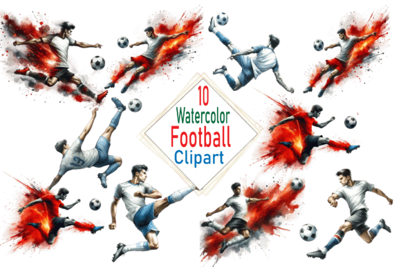 Download Watercolor Football Clipart PNG Bundle - Png Collection
